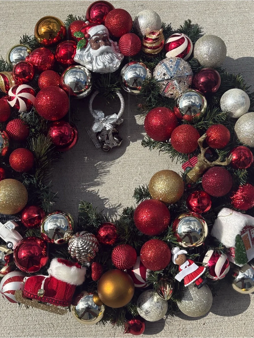 Custom Red & Gold Holiday Wreath -